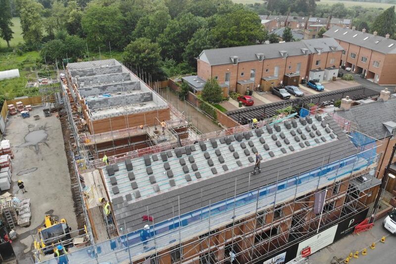 The first roofs are on at The Paintworks in Worcester
